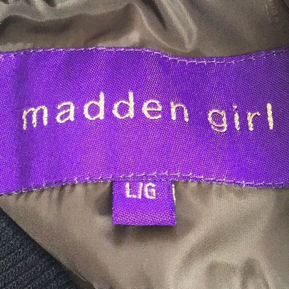 Madden Girl Olive Faux Black Leather Puffer Jacket - Picture 11 of 13